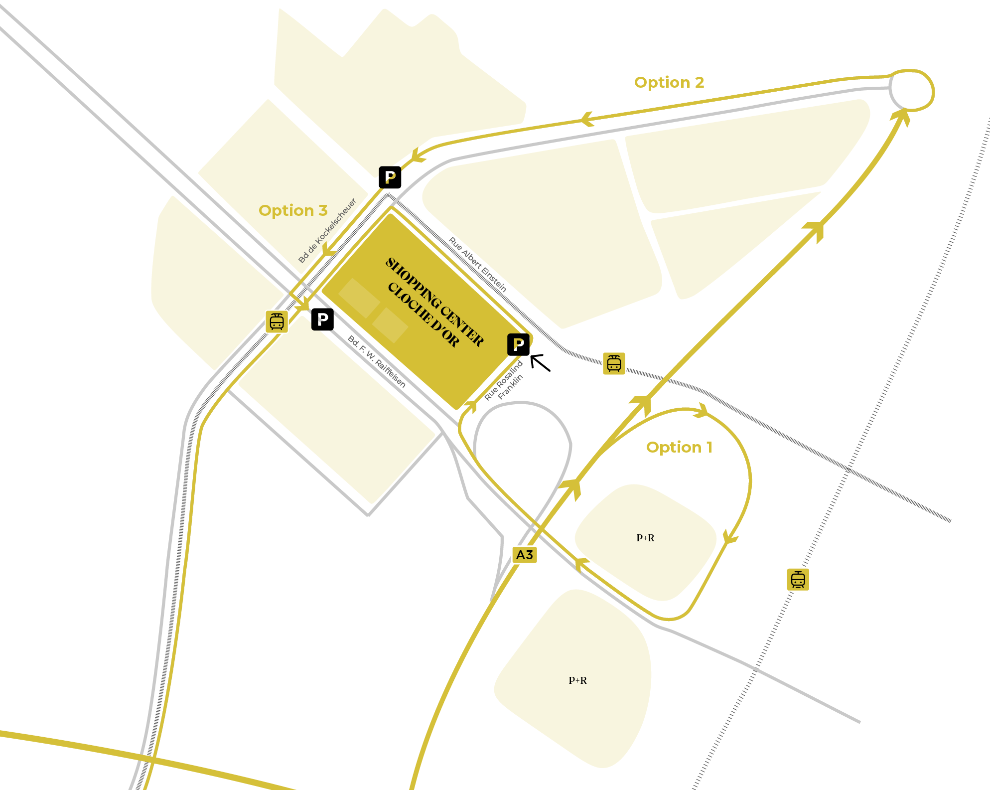 Plan d'acc&egrave;s Cloche d'Or Shopping Center